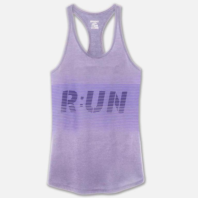 Brooks DISTANCE GRAPHIC Running Tank Top Womens Sale - Purple (ERP618049)